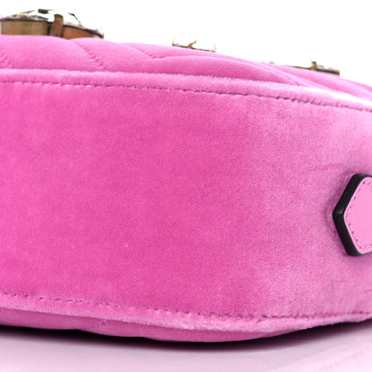 Gucci Velvet Matelasse Marquise Crystals Mini GG Marmont Chain Shoulder Bag Malva 9 of 9