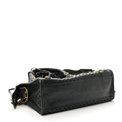 Balenciaga Agneau Stadio Laser Cut Cross Classic Gold Hardware Mini City Anthracite 4 of 10