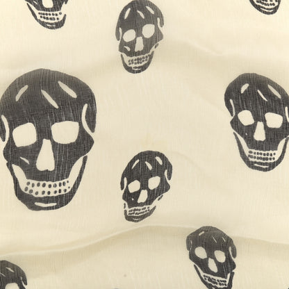 Alexander McQueen Silk Chiffon Skull Scarf Ivory Black 4 of 4