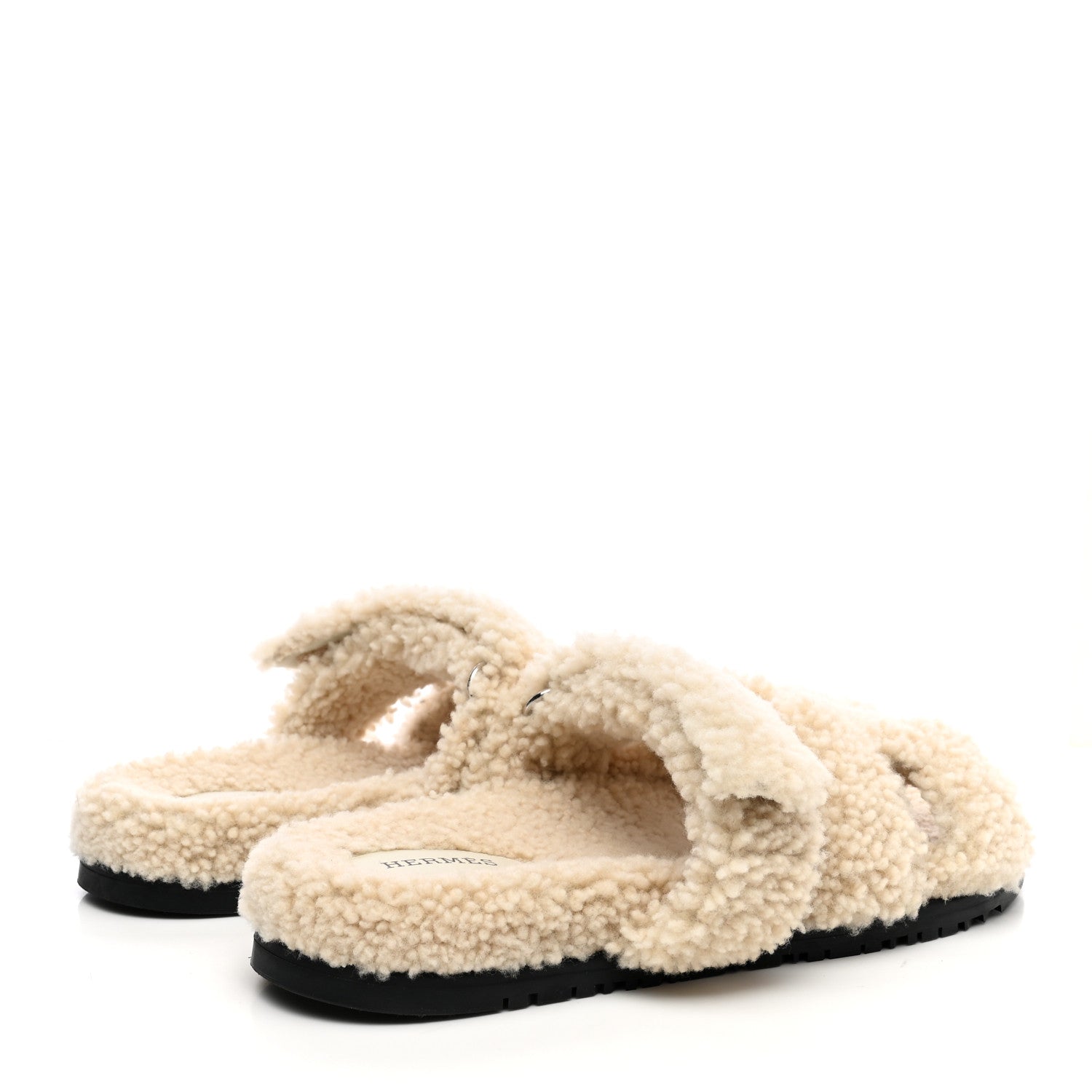 Hermes Woolskin Womens Chypre Sandals 40 Ecru 4 of 9