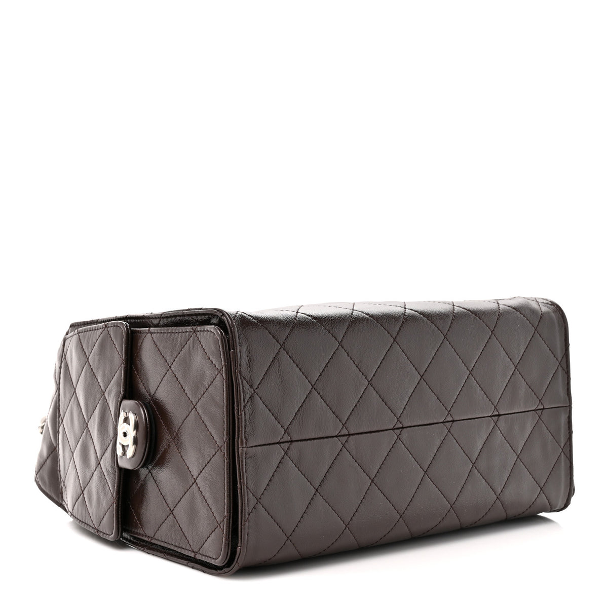 Chanel Shiny Crumpled Calfskin Quilted Small Chanel 25 Handbag Dark Brown 3 of 9