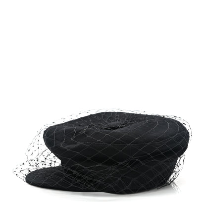 Christian Dior Cotton Canvas Arty Cap with Veil 58 Black 4 of 8