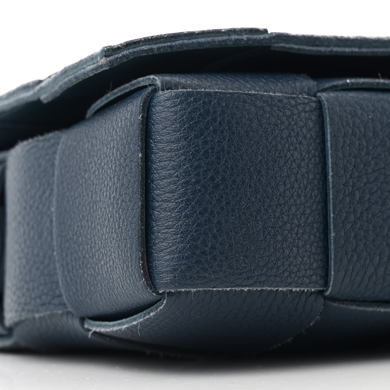 Bottega Veneta Grained Calfskin Maxi Intrecciato Cassette Crossbody Bag Deep Blue 9 of 11