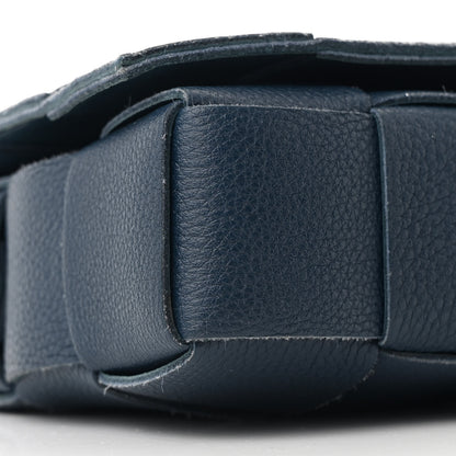 Bottega Veneta Grained Calfskin Maxi Intrecciato Cassette Crossbody Bag Deep Blue 9 of 11