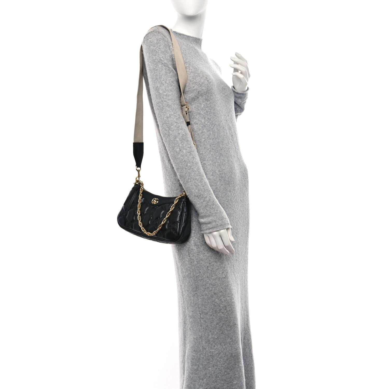 Gucci Calfskin GG Matelasse Chain Handbag Black Natural 2 of 11