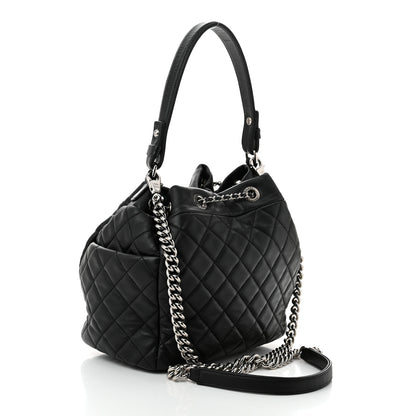 Chanel Lambskin Quilted CC Chain Drawstring Tote Black 3 of 10