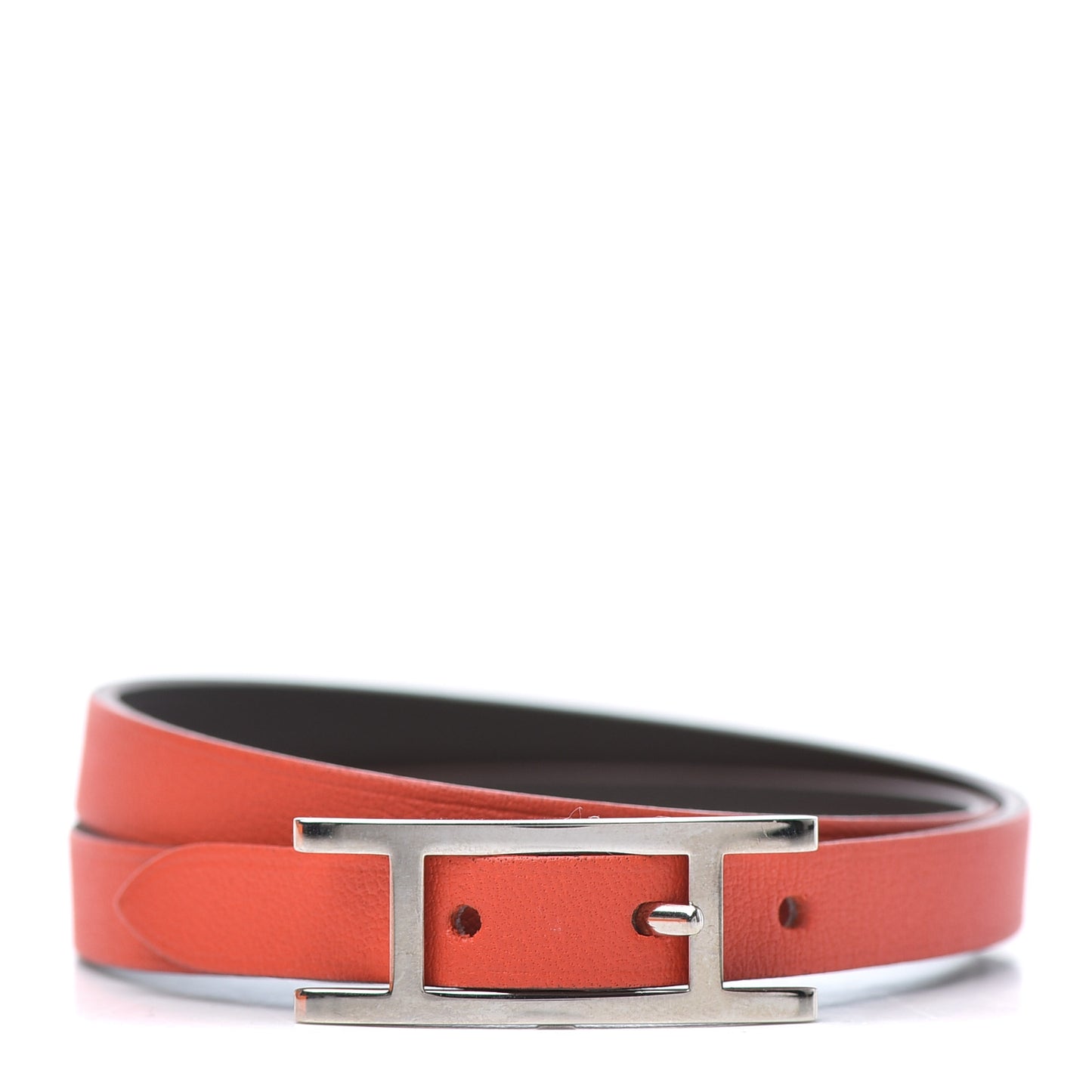 Swift Behapi Double Tour Reversible Bracelet M Orange Poppy Rouge H