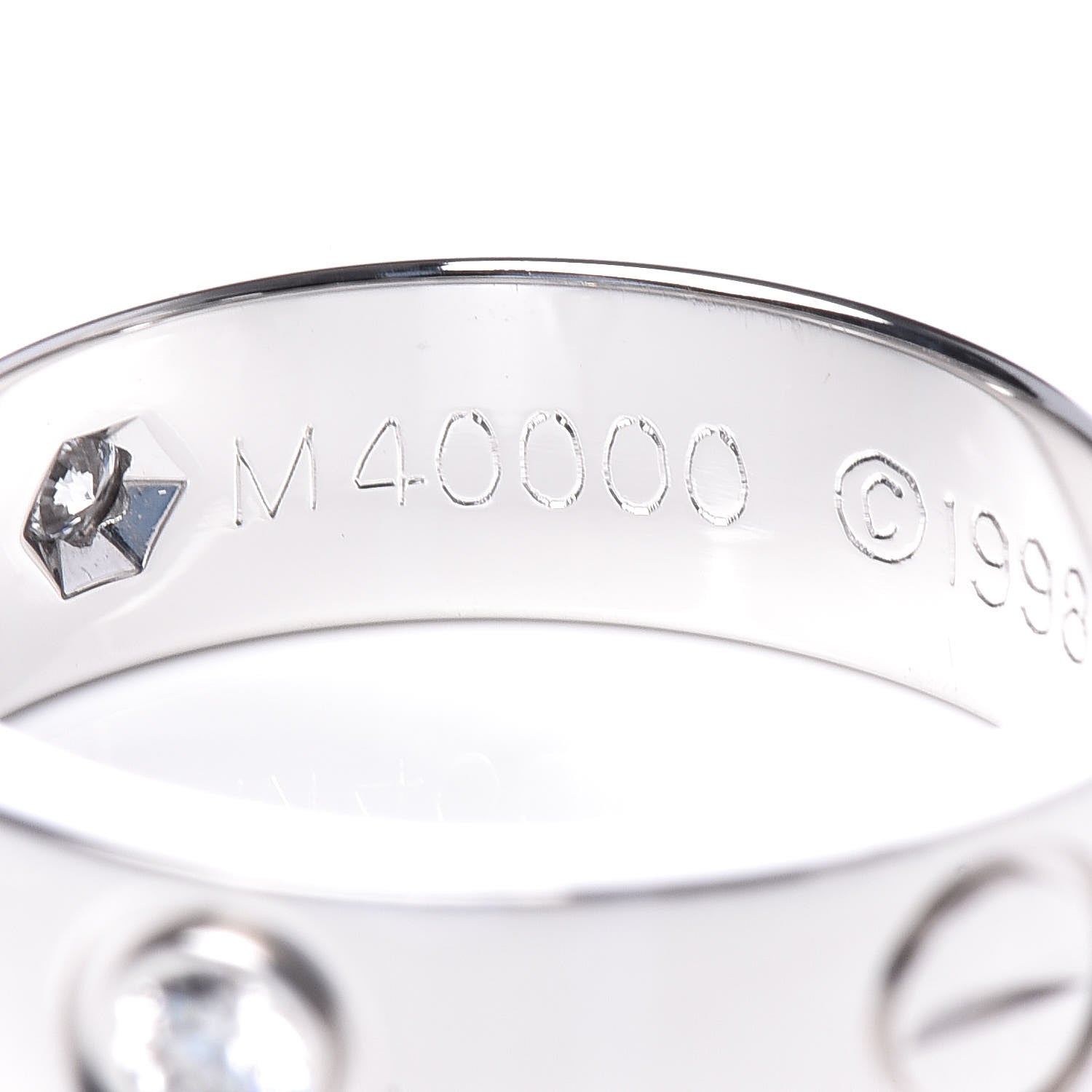 Cartier 18K White Gold 3 Diamond 5.5mm LOVE Ring 51 5.75 6 of 8