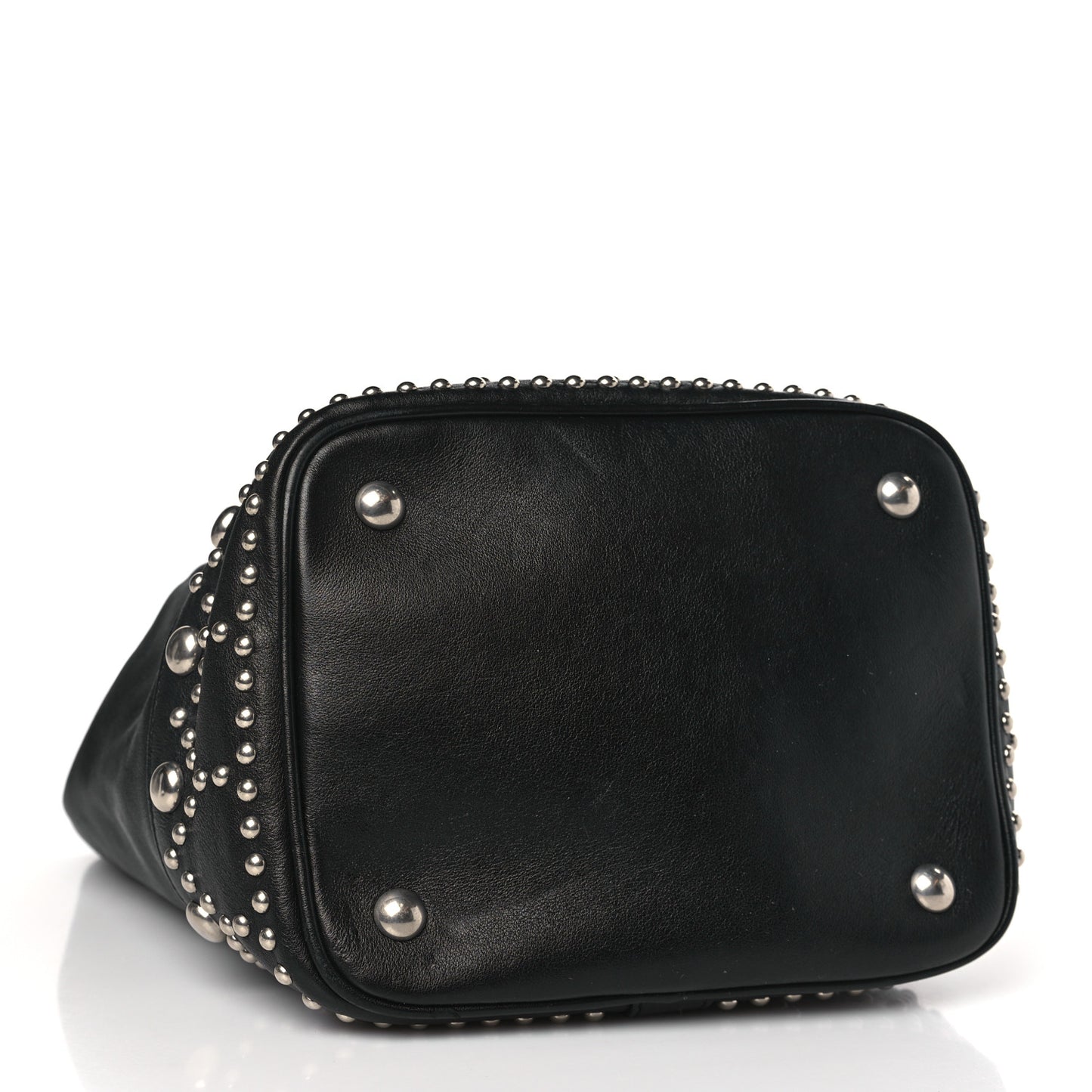 Calfskin Small Y Studs Bucket Bag Black