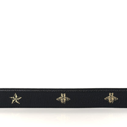 Gucci Textured Dollar Calfskin Bees And Stars Print Mens 35mm Belt 95 38 Black Gold 6 of 6