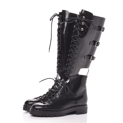 Valentino Garavani Calfskin Soul Rockstud Split Knee High Boots Black 40 Black 3 of 6