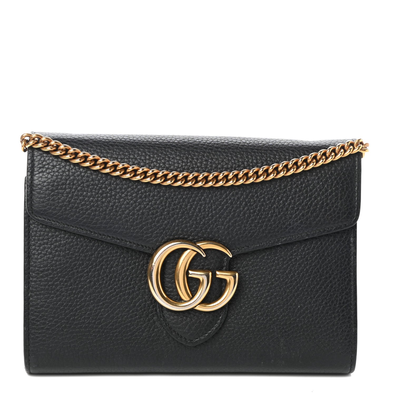 Gucci Calfskin GG Marmont Chain Wallet Black 1 of 10