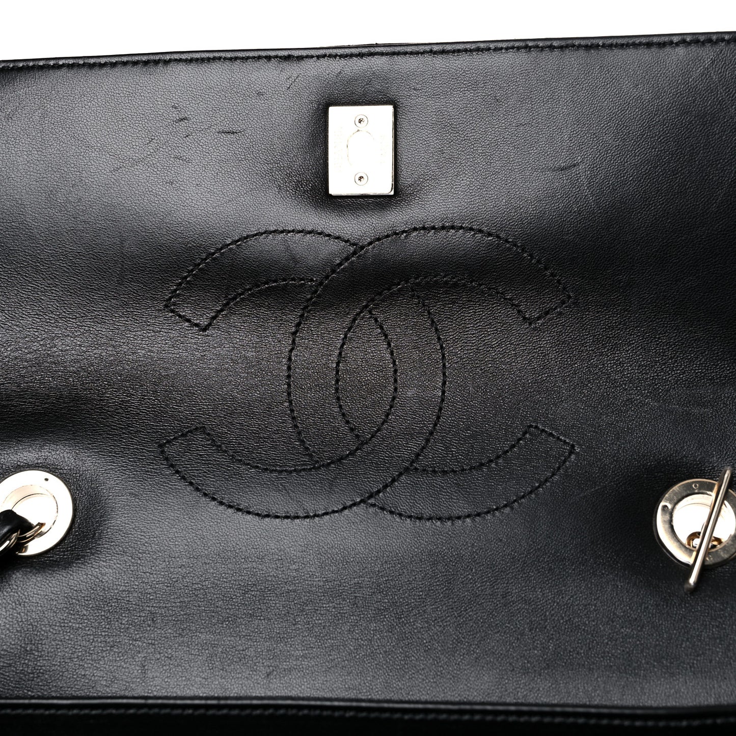 Lambskin Quilted Medium Trendy CC Flap Dual Handle Bag Black