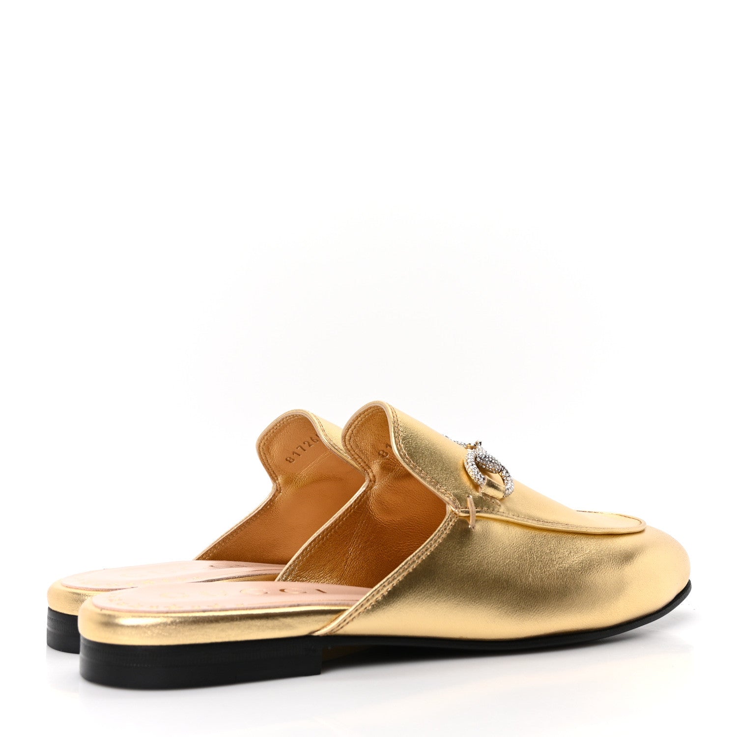 Gucci Nappa Silk Crystal Horsebit Womens Princetown Slippers 36.5 Gold 5 of 10