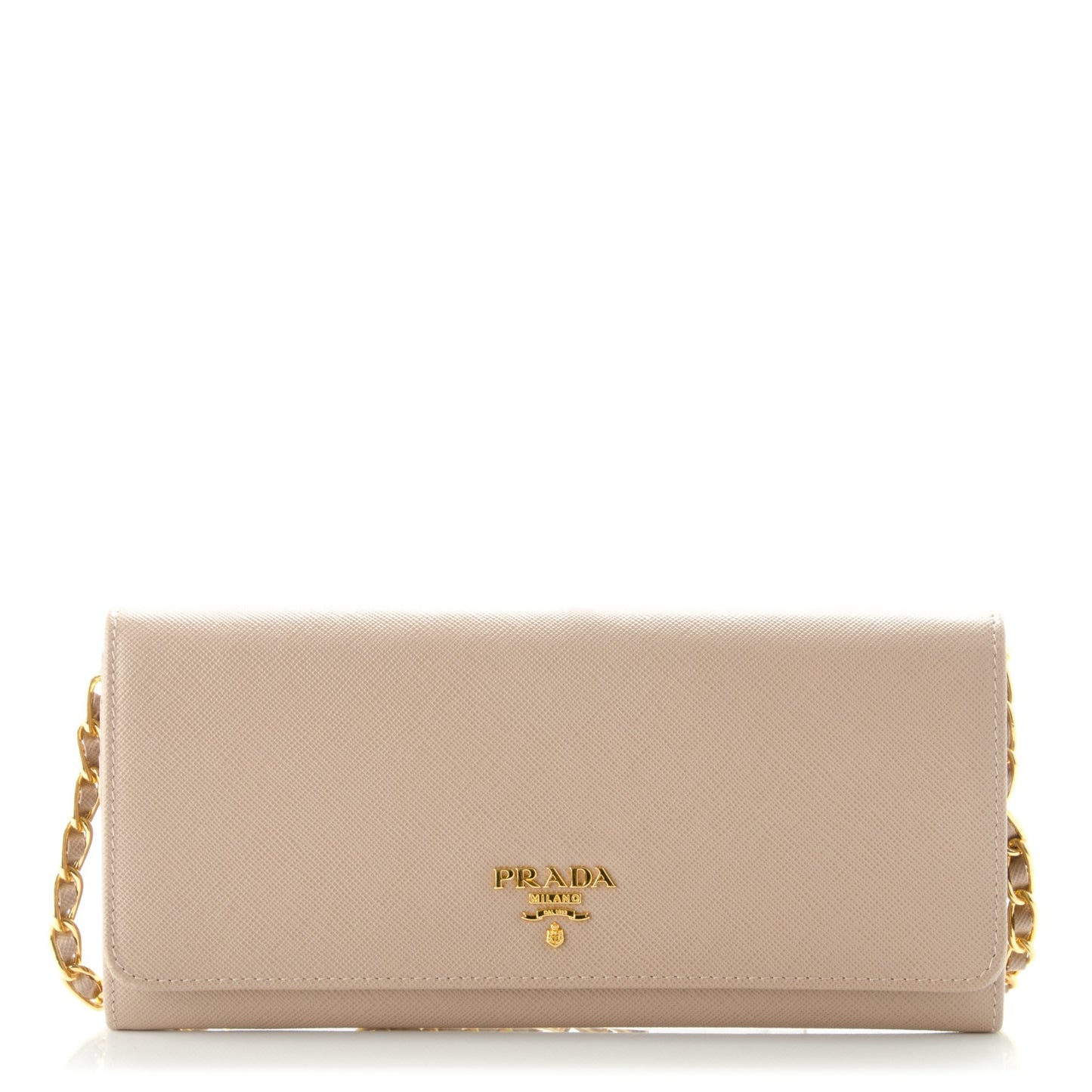 Saffiano Metal Oro Chain Wallet Cammeo