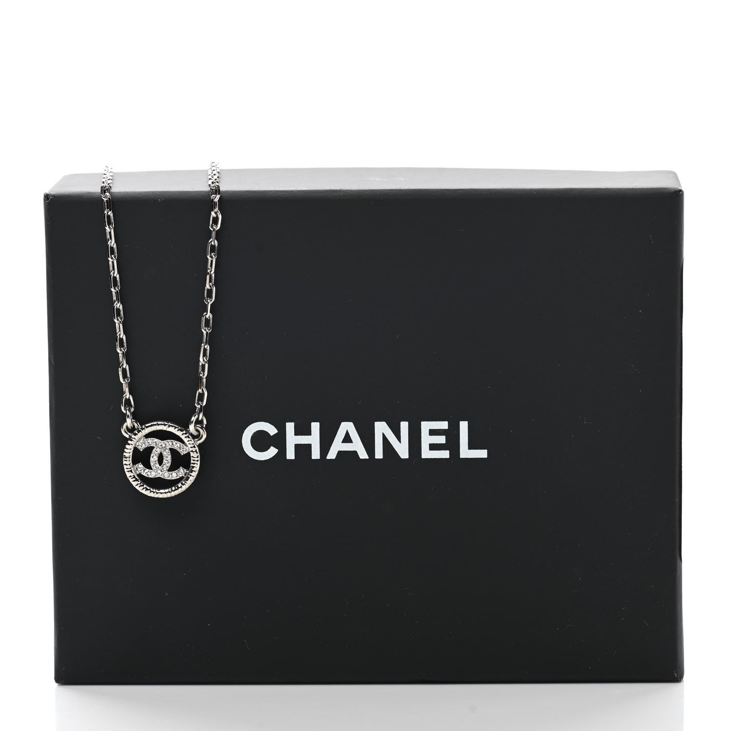Chanel Crystal CC Chain Short Necklace Silver 6 of 6