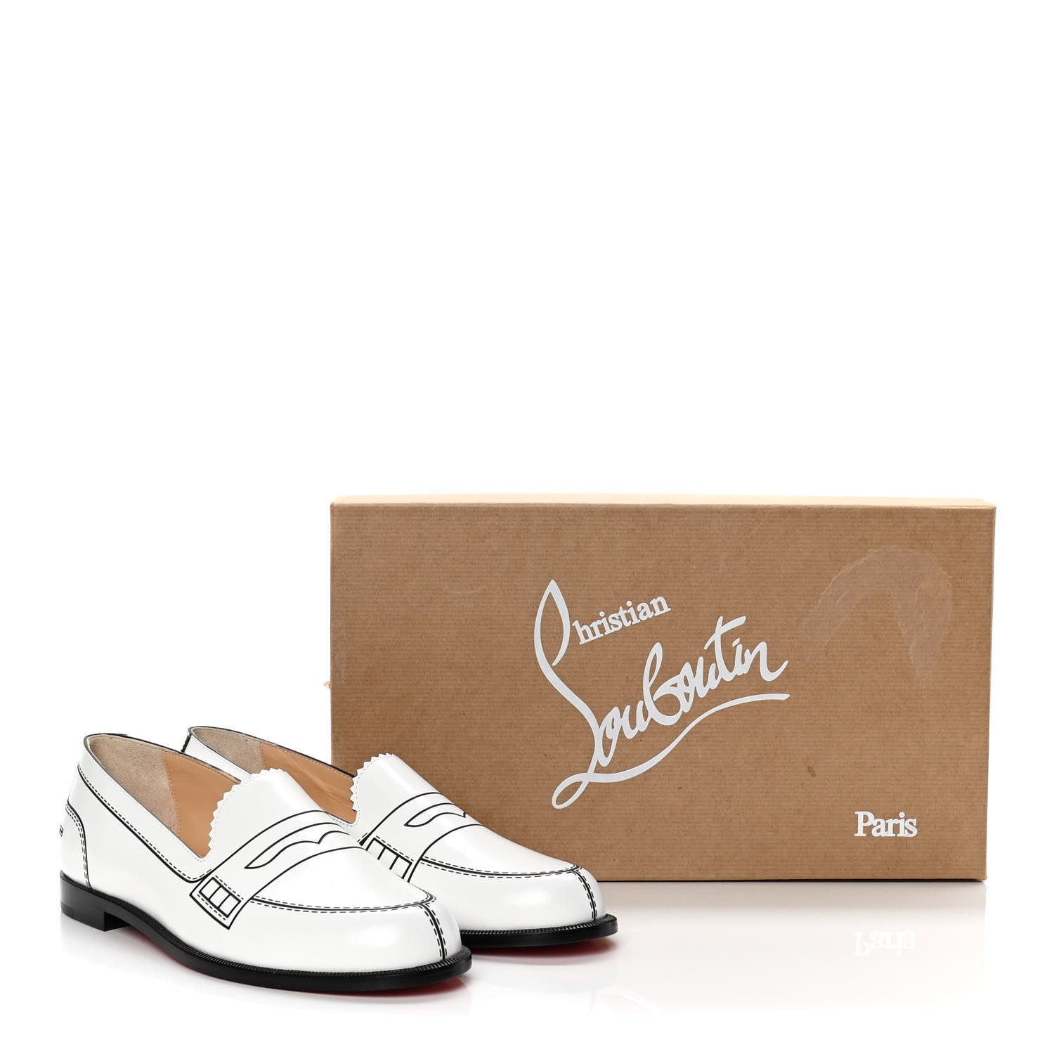 Christian Louboutin Calfskin Women Mocalaureat Tromp L'oeil Loafers 36.5 White 10 of 10