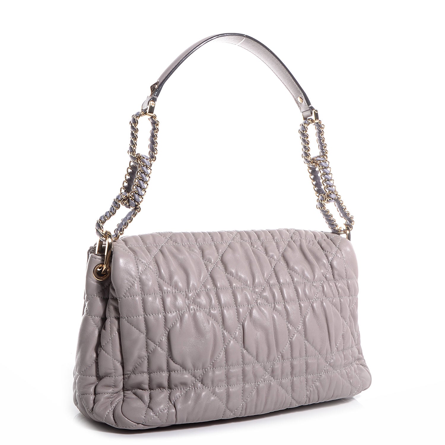 Christian Dior Gaufre Lambskin Cannage Delidior Large Flap Shoulder Bag Grey 3 of 7