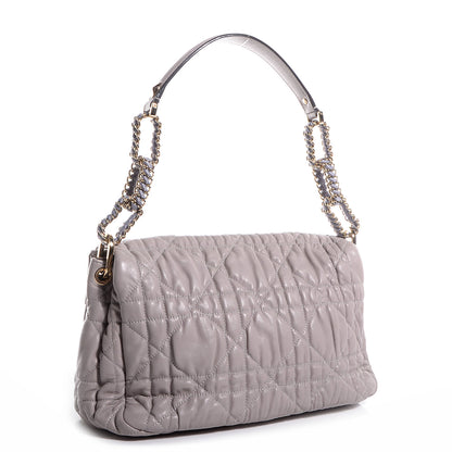 Christian Dior Gaufre Lambskin Cannage Delidior Large Flap Shoulder Bag Grey 3 of 7