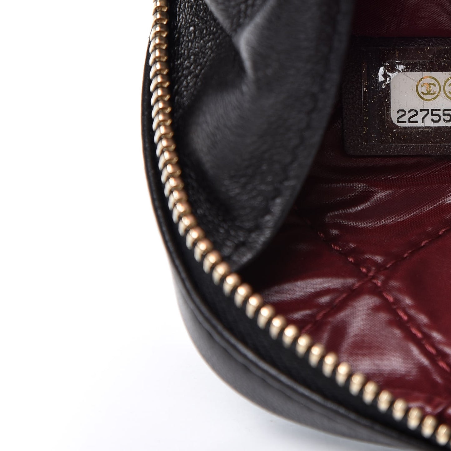 Lambskin Quilted Small Curvy Pouch Cosmetic Case Black