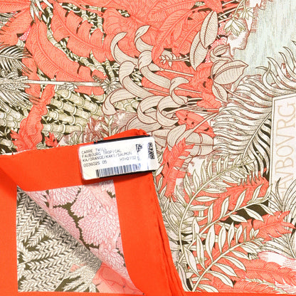Hermes Silk Faubourg Tropical Scarf 90 Orange Kaki Saumon 3 of 5