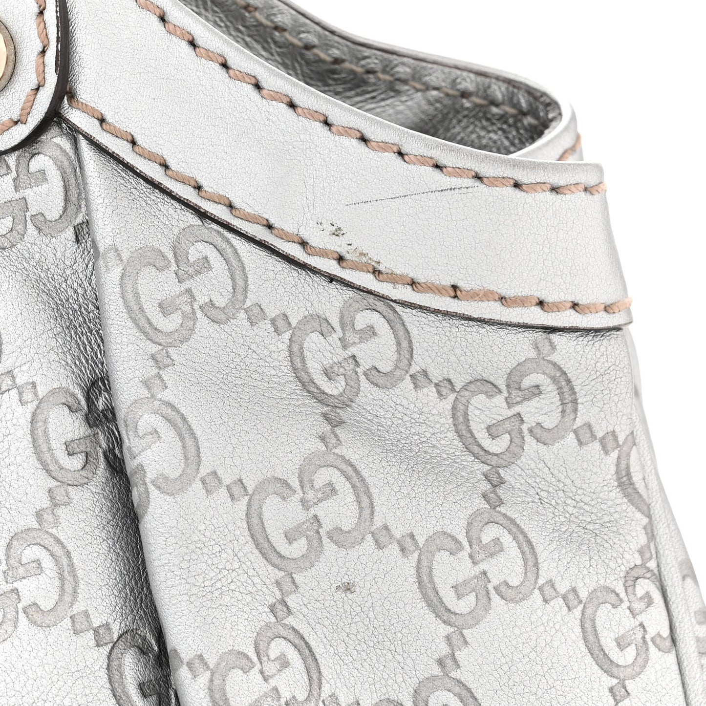 Guccissima Medium Sukey Tote Silver