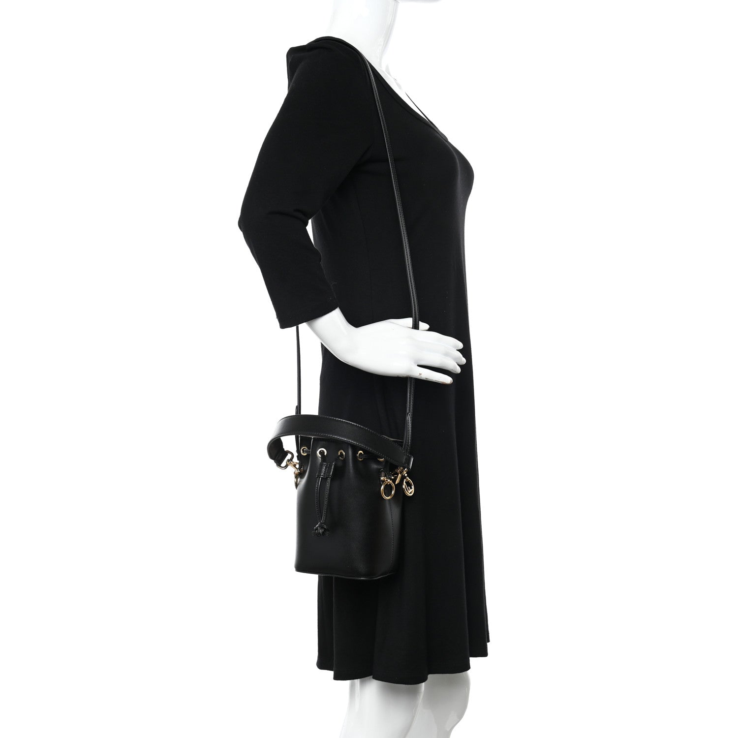 Fendi Vitello Liberty Lucido F is Fendi Mini Mon Tresor Bucket Bag Black 2 of 11