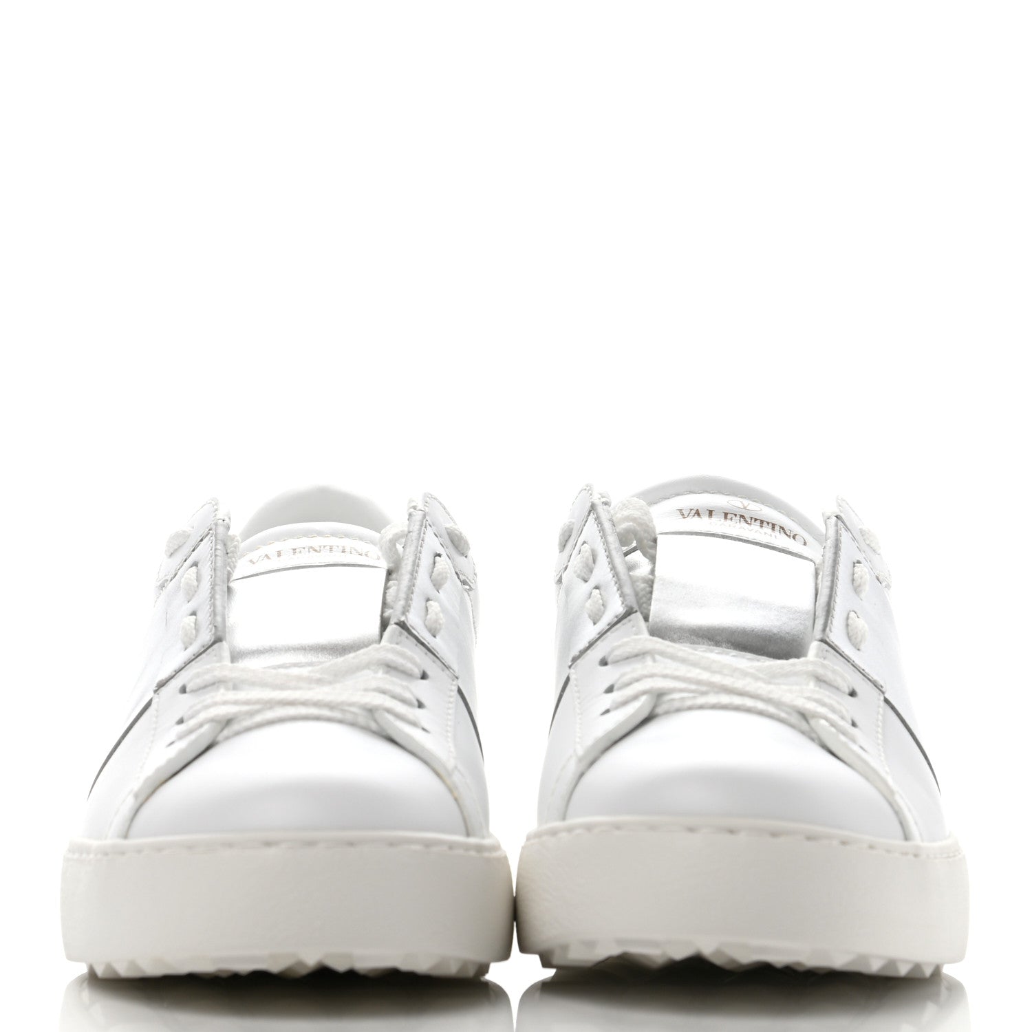 Valentino Garavani Calfskin Rockstud Open Sneakers 36.5 White Silver 2 of 8