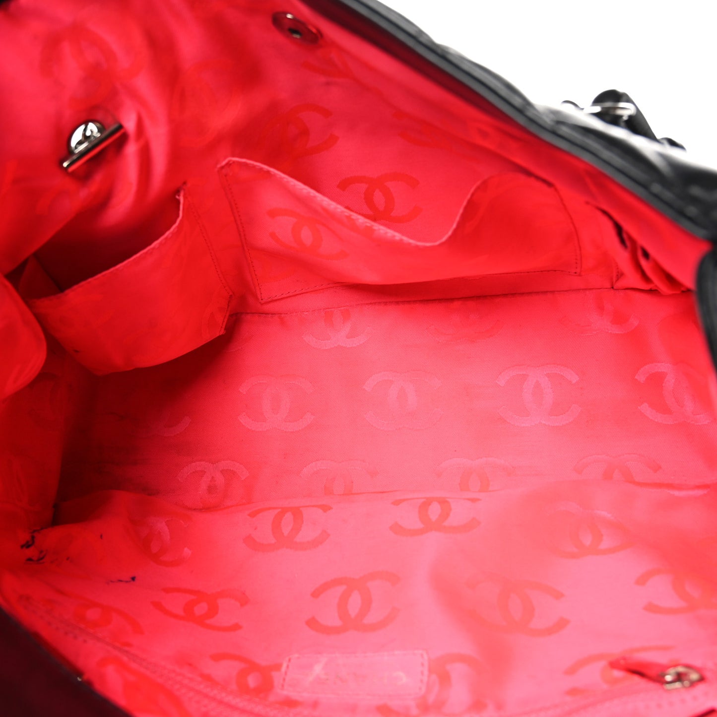 Calfskin Quilted Large Cambon Flap Black