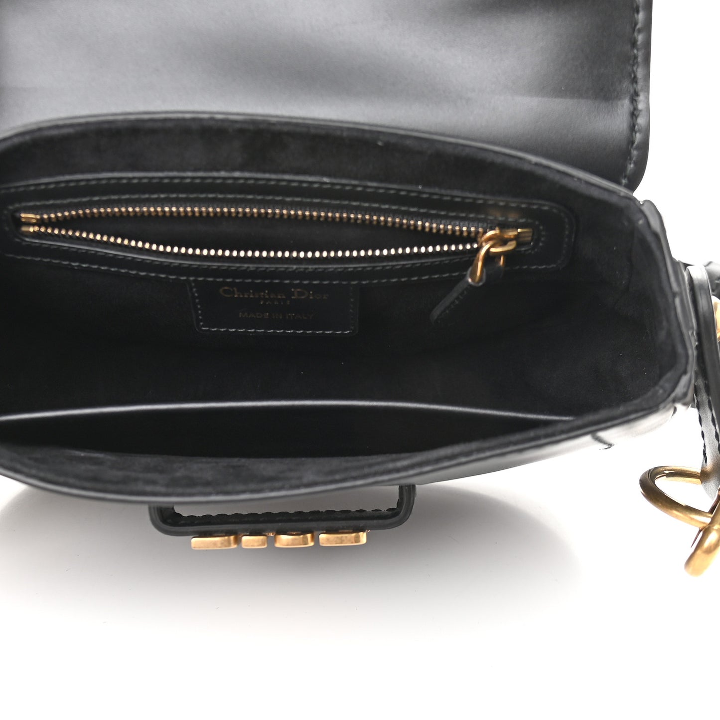 Calfskin D Fence Saddle Bag Black