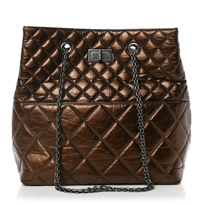 Chanel Metallic Aged Calfskin Quilted Reissue 2.55 Tote Bronze 1 of 9