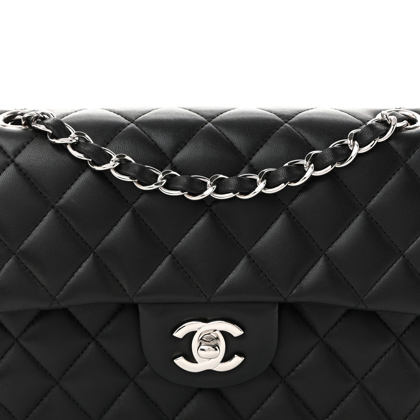 Lambskin Quilted Small Double Flap Black
