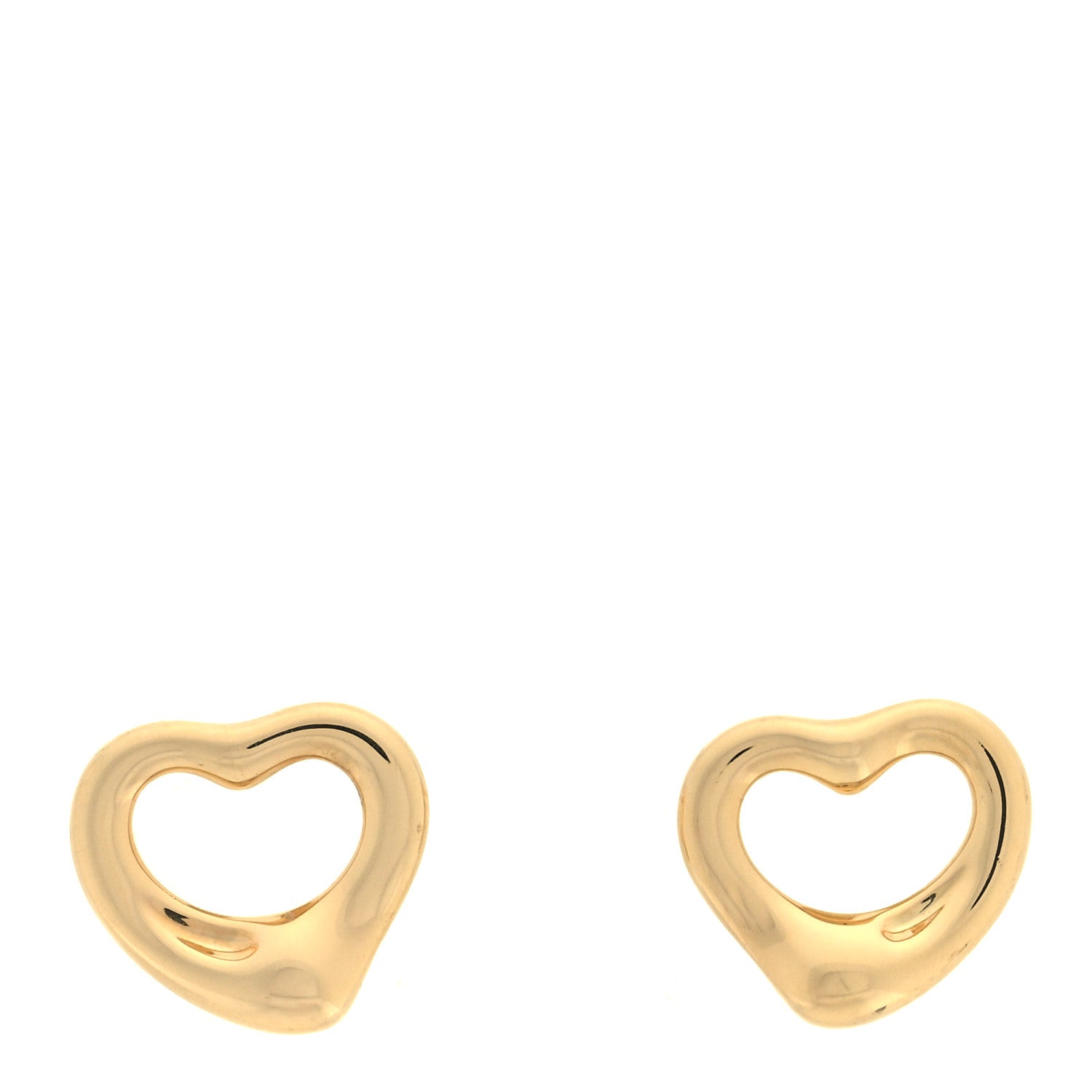 Tiffany 18K Yellow Gold 11mm Elsa Peretti Open Heart Earrings 1 of 4