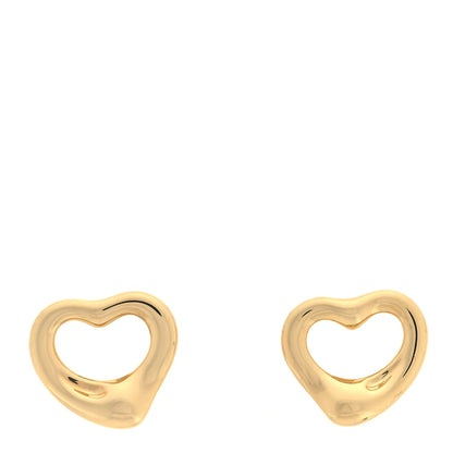 Tiffany 18K Yellow Gold 11mm Elsa Peretti Open Heart Earrings 1 of 4