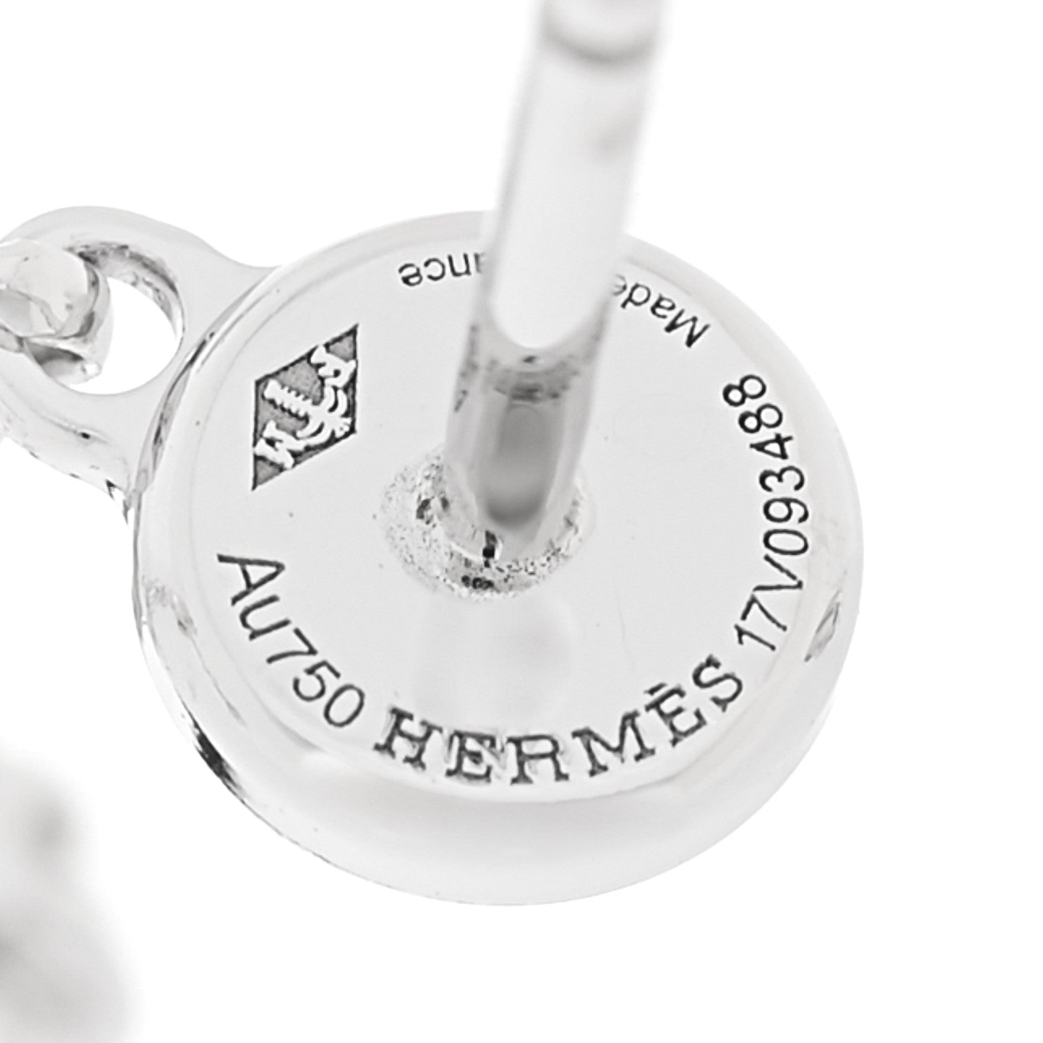 Hermes 18K White Gold Diamond Gambade Clou de Selle Earrings 4 of 4