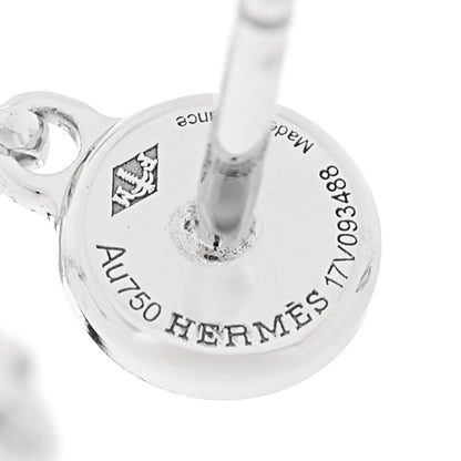 Hermes 18K White Gold Diamond Gambade Clou de Selle Earrings 4 of 4