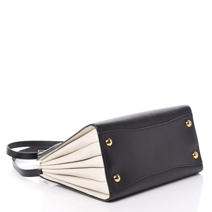 Prada Saffiano City Calfskin Small Bibliothèque Top Handle Black Talco 4 of 11