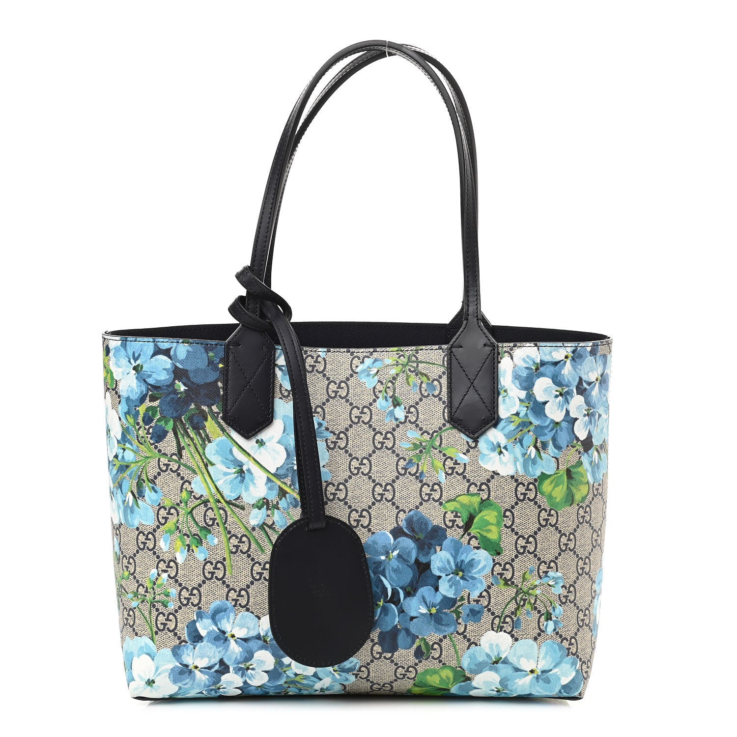 Gucci GG Supreme Monogram Blooms Small Reversible Tote Beige Blue Navy 1 of 17