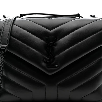 Saint Laurent Calfskin Y Quilted Monogram Monochrome Small Loulou Chain Satchel Black 9 of 13