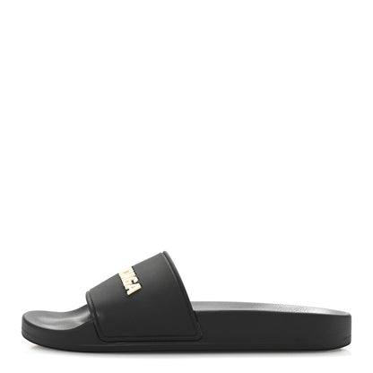 Balenciaga Rubber Logo Pool Slide Sandals 36 Black 1 of 7