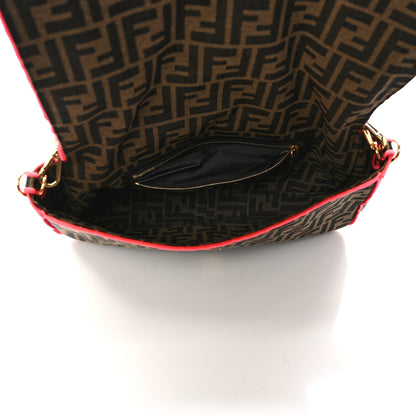 Fendi Fabric Jacquard FF 1974 Large Baguette Tobacco Moro Fuxia Fluo 5 of 9