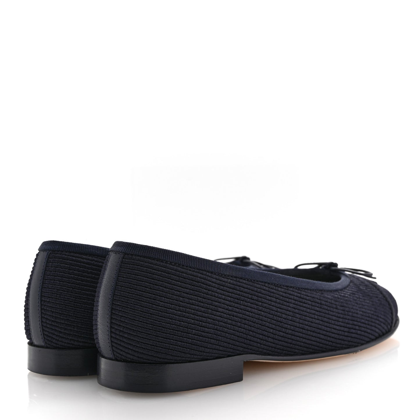Embroidered Fabric Cap Toe CC Ballerina Flats 37 Dark Navy Blue