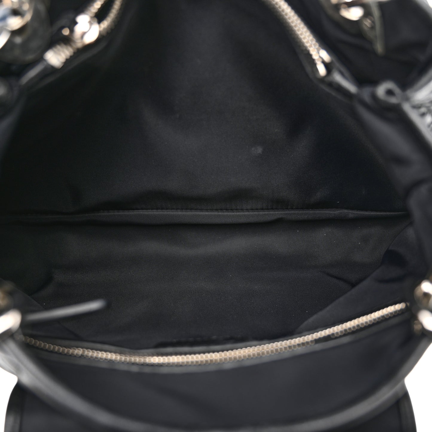 Satin Cannage Charming Lock Flap Shoulder Bag Black