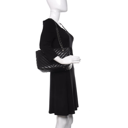 Chanel Lambskin Surpique Chevron Small Tote Black 2 of 10