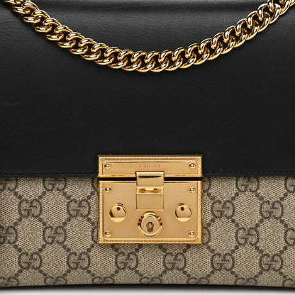 Gucci GG Supreme Monogram Calfskin Medium Padlock Shoulder Bag Beige Black Cuir 15 of 15