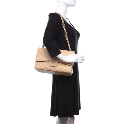 Chanel Caviar Quilted Jumbo Double Flap Light Beige 2 of 16