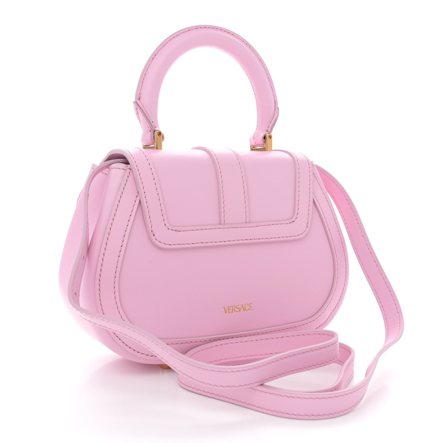 Versace Calfskin Greca Goddess Mini Top Handle Bag Pink 3 of 13
