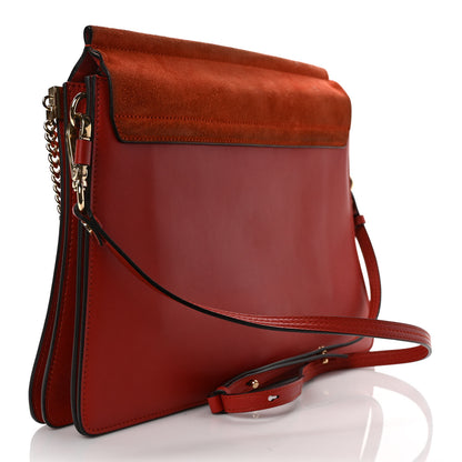 Chloe Calfskin Suede Medium Faye Shoulder Bag Sepia Red 3 of 9