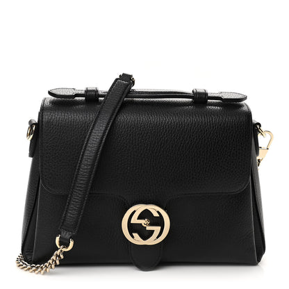 Gucci Dollar Calfskin Interlocking G Top Handle Shoulder Bag Black 1 of 11