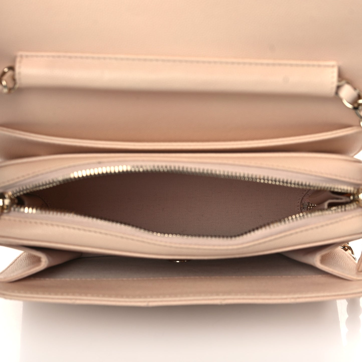 Caviar Quilted Large Like A Wallet Flap Light Beige